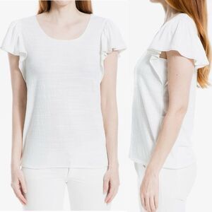 Max Studio Flutter Sleeve Jersey Crinkle Top • size Medium